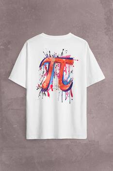 Matematik Sembölü Pi Sayısı 3,14 14 Mart Günü Sırt Ön Baskılı Oversize Tişört Unisex T-Shirt