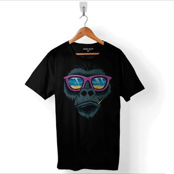 Maymun Gözlüklü Monkey Glasses Baskılı Tişört Unisex T-Shirt