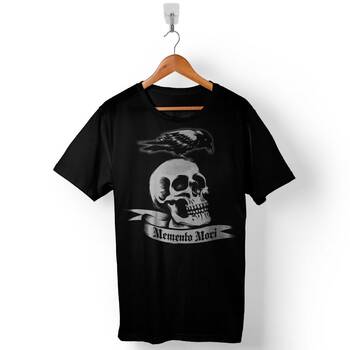 Memento Mori Skull Crow Skeleton Kuru Kafa Baskılı Tişört Unisex T-Shirt