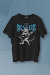 Meowtallica Rock Cat Metallica Gitar Kedi Kısa Kollu Baskılı T-shirt Unisex Tişört - Thumbnail