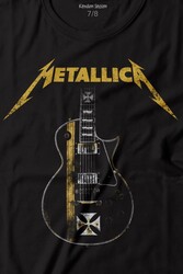 Metallica Iron Cross Gitar Baskılı Tişört Çocuk T-shirt - Thumbnail