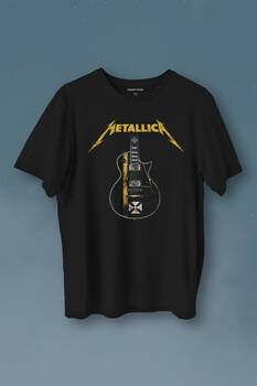 Metallica Iron Cross Gitar Baskılı Tişört Unisex T-Shirt