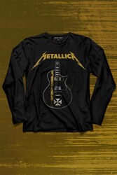 Metallica Iron Cross Gitar Uzun Kollu Tişört Baskılı T-Shirt - Thumbnail