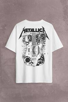 Metallica Kirk Ouija Board Guitar Rock Gitar Sırt Ön Baskılı Oversize Tişört Unisex T-Shirt