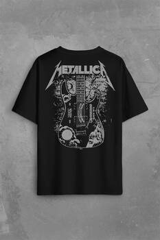 Metallica Kirk Ouija Board Guitar Rock Gitar Sırt Ön Baskılı Oversize Tişört Unisex T-Shirt