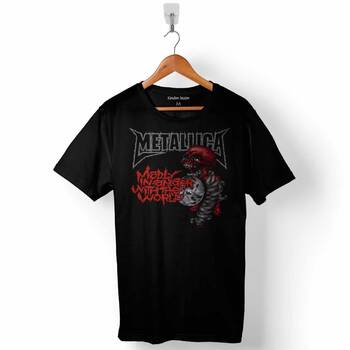 Metallica Madly In Anger With The World Tour Logo Heavy Metal Rock Music Baskılı Tişört Unisex T-Shirt