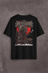  Oversize T-shirt Metallica New Yeni 2K Rock Metal Music Sırt Ön Baskılı Tişört - Thumbnail