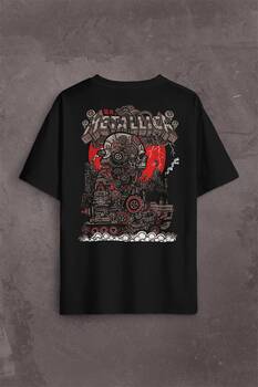  Oversize T-shirt Metallica New Yeni 2K Rock Metal Music Sırt Ön Baskılı Tişört