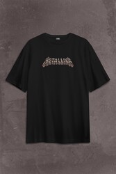  Oversize T-shirt Metallica New Yeni 2K Rock Metal Music Sırt Ön Baskılı Tişört - Thumbnail