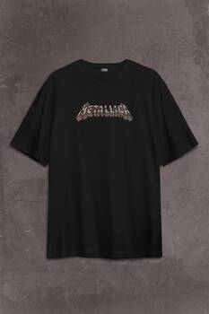  Oversize T-shirt Metallica New Yeni 2K Rock Metal Music Sırt Ön Baskılı Tişört