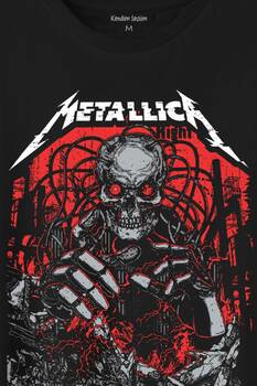 Metallica Rock Music Metal Skull Kuru Kafa James Lars Kırk Robert Baskılı Tişört Unisex T-Shirt