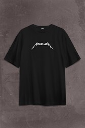 Metallica Rock Music Metal Skull Kuru Kafa James Lars Kırk Robert Sırt Ön Baskılı Oversize Tişört Unisex T-Shirt - Thumbnail