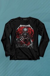 Metallica Rock MusicMetal Skull Kuru Kafa James Lars Kırk Robert Uzun Kollu Tişört Baskılı T-Shirt - Thumbnail