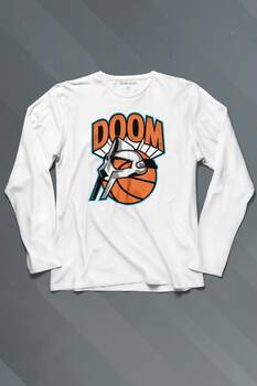 Mf Doom Basketbol Hip Hop Maske Uzun Kollu Tişört Baskılı T-Shirt