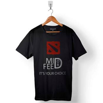 Mıd Or Feed Dota 2 Dota2 Logo Baskılı Tişört Unisex T-Shirt