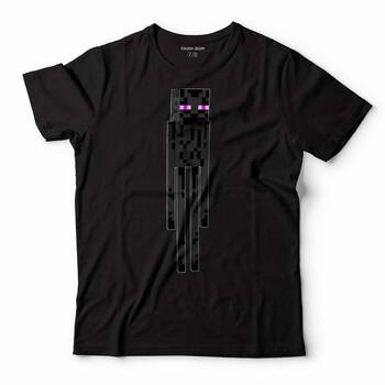 Minecraft Tişört Enderman Black Ender Man Siyah Baskılı Çocuk T-shirt