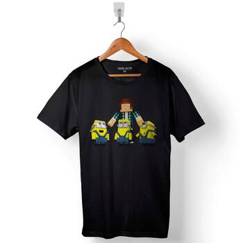 Minecraft Mınions Minyonlar Minioncraft Baskılı Tişört Unisex T-Shirt