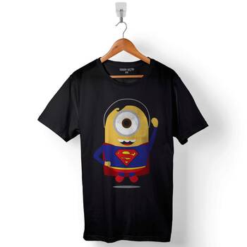 Minyonlar Mınnions Superman Süper Kahraman Hero Baskılı Tişört Unisex T-Shirt