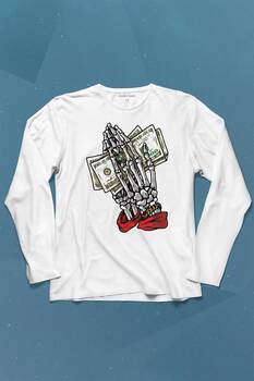 Money My Pocket Uzun Kollu Tişört Baskılı T-Shirt