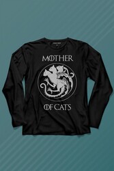 Mother Of Cats Mom Kedi Annesi Hayvansever Veteriner Mommy Uzun Kollu Tişört Baskılı T-Shirt - Thumbnail