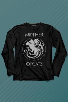 Mother Of Cats Mom Kedi Annesi Hayvansever Veteriner Mommy Uzun Kollu Tişört Baskılı T-Shirt