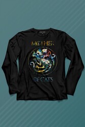 Mother Of Cats Mom Kedi Annesi Hayvansever Veteriner Mommy Uzun Kollu Tişört Baskılı T-Shirt - Thumbnail