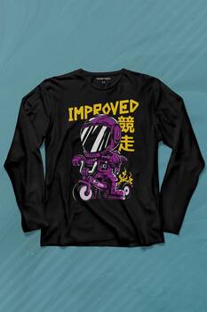 Motor Bike Kide Motocross Improved Japanese Japonca Uzun Kollu Tişört Baskılı T-Shirt