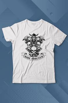 Motorcycle Skull Ride Forever Motosiklet Baskılı Tişört Çocuk T-shirt