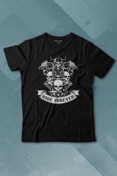 Motorcycle Skull Ride Forever Motosiklet Baskılı Tişört Çocuk T-shirt