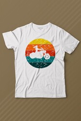 Motorcycle Vintage Woman Silhouette Retro Baskılı Tişört Çocuk T-shirt - Thumbnail