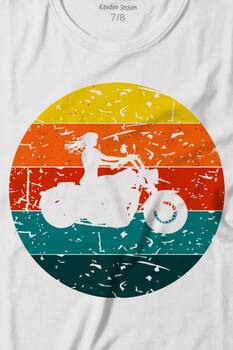 Motorcycle Vintage Woman Silhouette Retro Baskılı Tişört Çocuk T-shirt