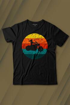 Motorcycle Vintage Woman Silhouette Retro Baskılı Tişört Çocuk T-shirt