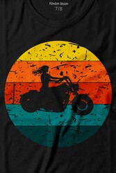 Motorcycle Vintage Woman Silhouette Retro Baskılı Tişört Çocuk T-shirt - Thumbnail