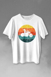 Motorcycle Vintage Woman Silhouette Retro Baskılı Tişört Unisex T-shirt - Thumbnail