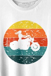 Motorcycle Vintage Woman Silhouette Retro Baskılı Tişört Unisex T-shirt - Thumbnail