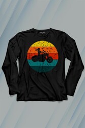 Motorcycle Vintage Woman Silhouette Retro Uzun Kollu Tişört Baskılı T-Shirt - Thumbnail