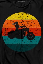 Motorcycle Vintage Woman Silhouette Retro Uzun Kollu Tişört Baskılı T-Shirt - Thumbnail