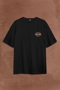 Motosiklet Harley Motor Clothes An American Sırt Ön Baskılı Oversize Tişört Unisex T-Shirt