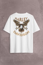 Motosiklet Harley Motor Eagle Head Kartal Sırt Ön Baskılı Oversize Tişört Unisex T-Shirt - Thumbnail