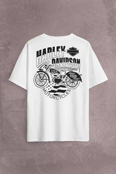 Motosiklet Harley Motor Made With PRide Est Sırt Ön Baskılı Oversize Tişört Unisex T-Shirt