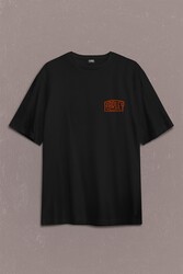 Motosiklet Harley Motor Orange Bar Shield Black Sırt Ön Baskılı Oversize Tişört Unisex T-Shirt - Thumbnail