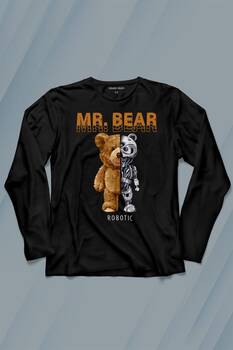 Mr Bear Robotic Ayı Urban Streetwear Sokak Uzun Kollu Tişört Baskılı T-Shirt