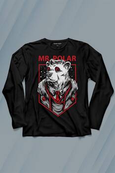 Mr Polar Kutup Ayısı Animal Uzun Kollu Tişört Baskılı T-Shirt