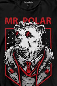 Mr Polar Kutup Ayısı Animal Uzun Kollu Tişört Baskılı T-Shirt