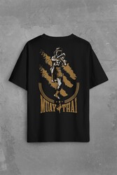 Muay Thai MuayThai Kick Boks Boxing Uzak Doğu Sırt Ön Baskılı Oversize Tişört Unisex T-Shirt - Thumbnail