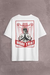 Muay Thai Tiger MuayThai Kick Boks Boxing Uzak Doğu Sırt Ön Baskılı Oversize Tişört Unisex T-Shirt - Thumbnail