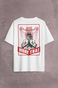 Muay Thai Tiger MuayThai Kick Boks Boxing Uzak Doğu Sırt Ön Baskılı Oversize Tişört Unisex T-Shirt