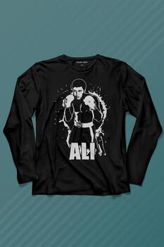 Muhammed Ali Boks Champion Boxing Uzun Kollu Tişört Baskılı T-Shirt