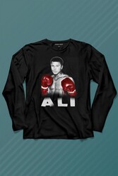 Muhammed Ali Boks Champion Boxing Uzun Kollu Tişört Baskılı T-Shirt - Thumbnail