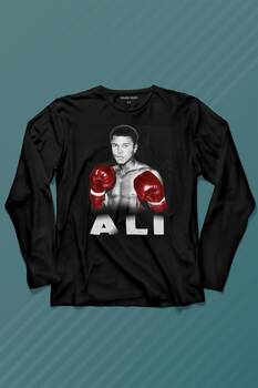 Muhammed Ali Boks Champion Boxing Uzun Kollu Tişört Baskılı T-Shirt